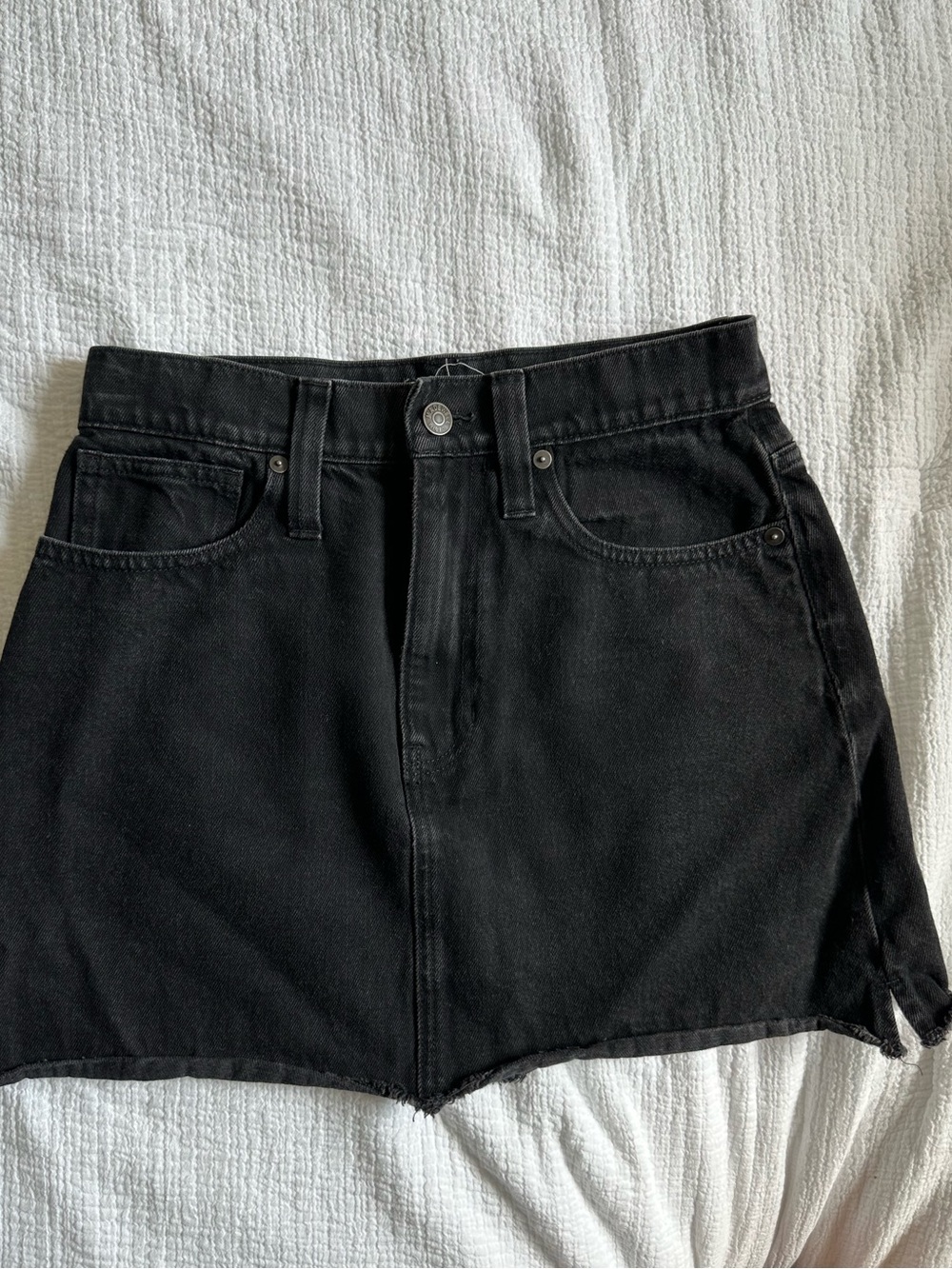 Madewell Black High-Rise Denim Mini Shorts